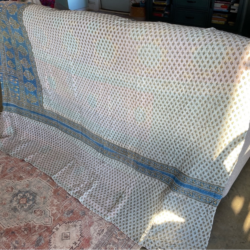 Twin 85x55 Kantha Handmade Quilt Boho Festival Hippie 100% Cotton Brand New